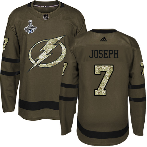 Men Adidas Tampa Bay Lightning #7 Mathieu Joseph Green Salute to Service 2020 Stanley Cup Champions Stitched NHL Jersey->tampa bay lightning->NHL Jersey
